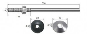 Haste Telha + Porca + Arruelas 1/4 x 550 R55 Inox-316 - 10 peas